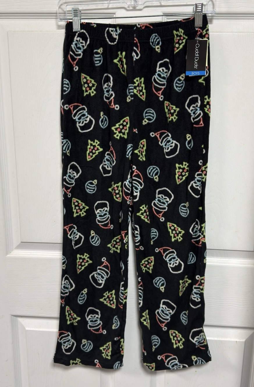 Cuddl Duds Fleece Sleep Lounge Pants Pajamas Boys Large (10/12) Christmas